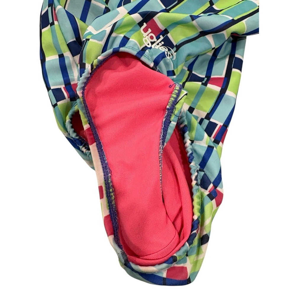 Dolfins Uglies One Piece Women's Swimsuit Sz 10 Geometric Print Cross Back - Picture 8 of 8